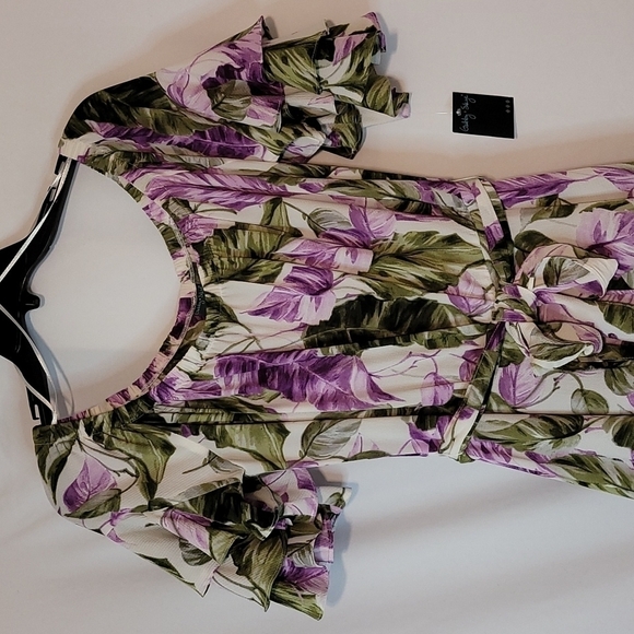 𝅺gabby Skye Floral Off The Shoulder Fit and Flare Dress - Picture 4 of 14